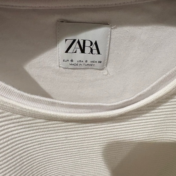 Zara White Ribbed Long Sleeve Top - Picture 2 of 3